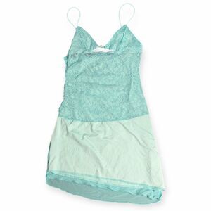 Women’s Light Aqua Blue Lace Chiffon Slip Dress Size Small